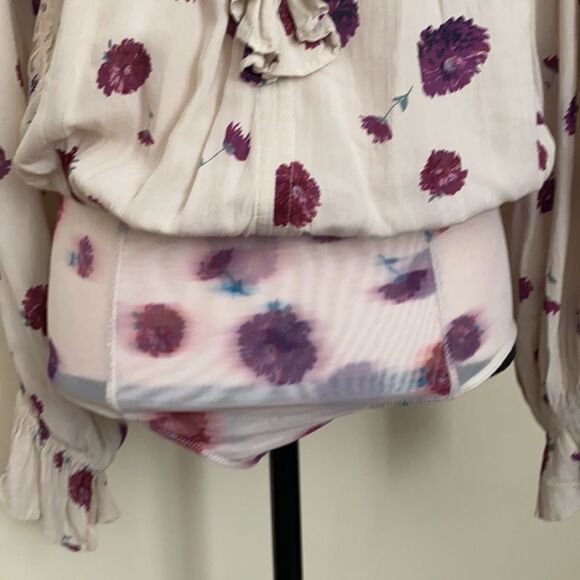 NWT Free People Poppy Floral V-neck Bodysuit Sz XS - Picture 7 of 12